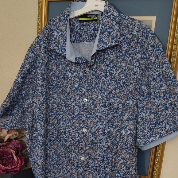 Murano Other - Performance Lightweight Blue Floral Men's Shirt Large Outdoors Party Casual